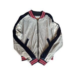 Women's Bomber Retro Zip Jacket Medium WORN ONCE Red/Blue/Silver Poler Stuff